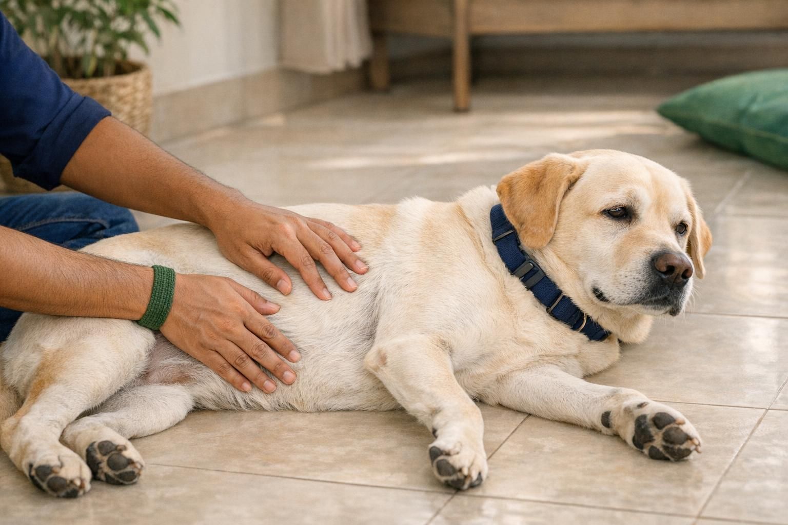 Tick fever in dogs, early signs indian pet parents miss: pet parent checking a dog at home | K9 Vitality