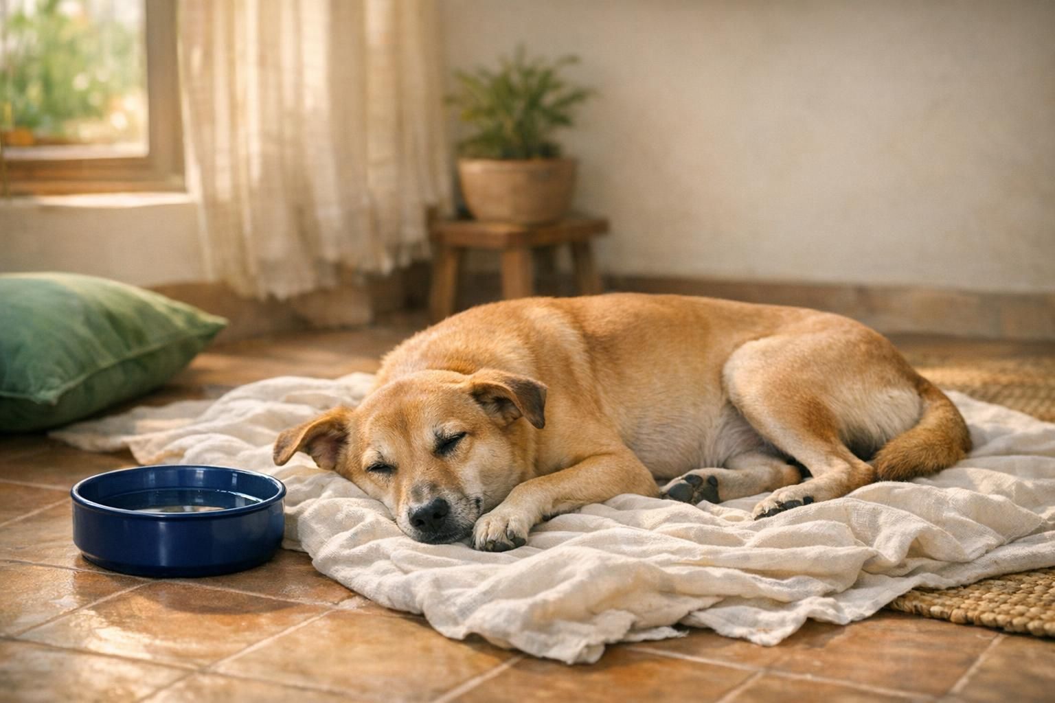 Deworming dogs in India, why the gut takes a hit after deworming: dog resting comfortably at home while recovering | K9 Vitality