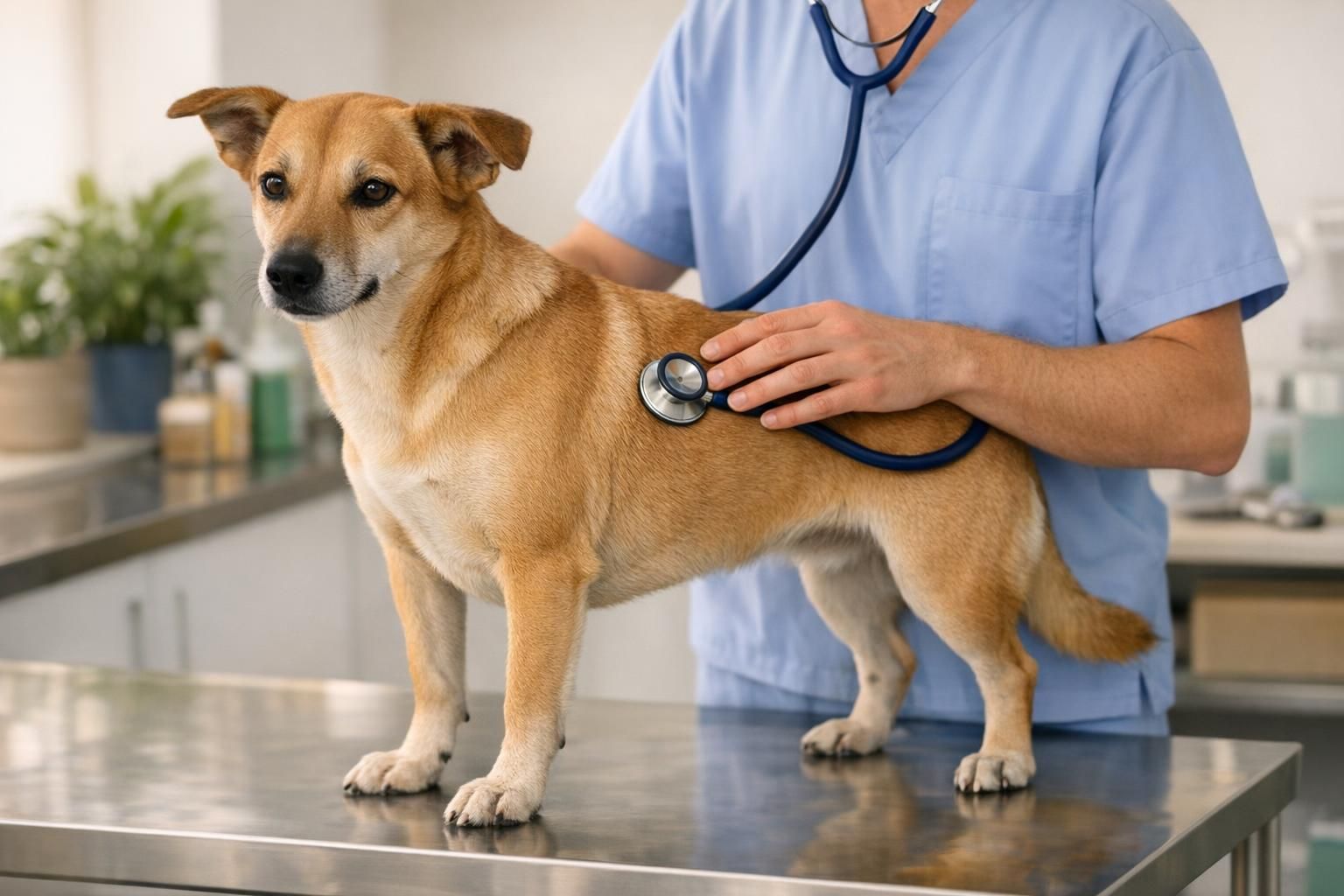 Deworming dogs in India, when to see your vet: calm dog being examined by a vet | K9 Vitality